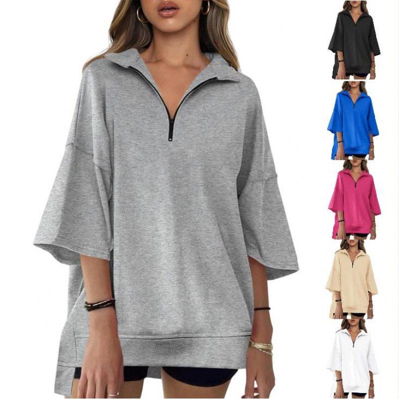 Streetwear Brand Collection - Long V-Neck Women's Sweatshirt Casual Sportswear