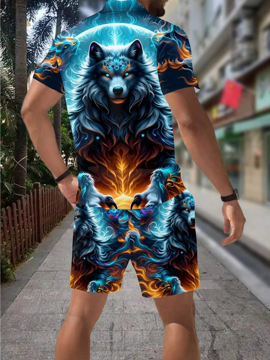Men's Fashion 3D Wolf Print Zi - Streetwear Zipper recension och pris