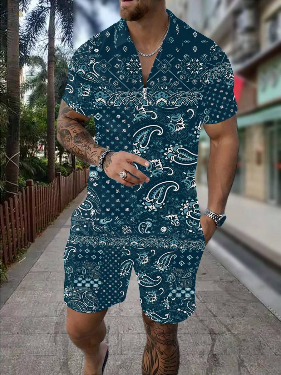 Men's Summer Casual  Paisley B - Streetwear Zipper recension och pris