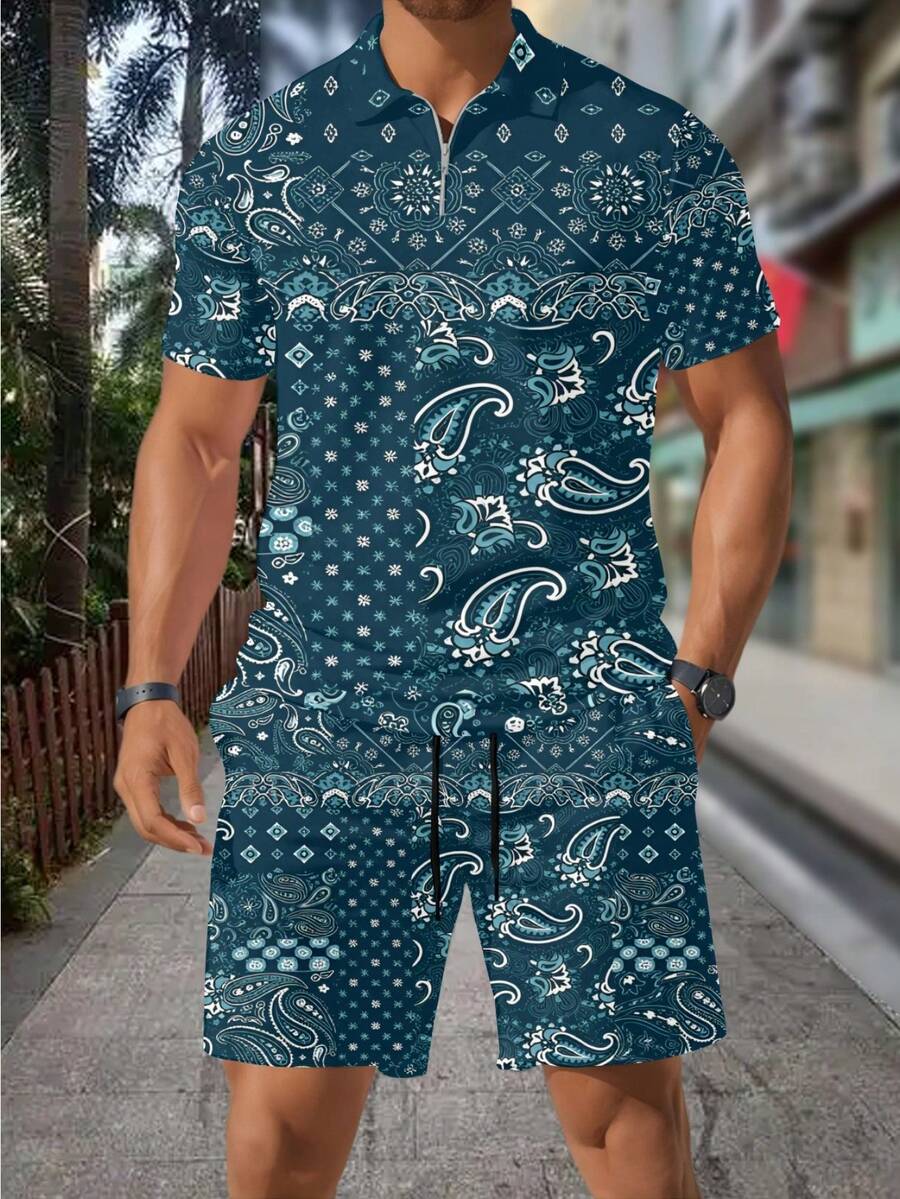 Men's Summer Casual  Paisley B - Streetwear Zipper recension och pris
