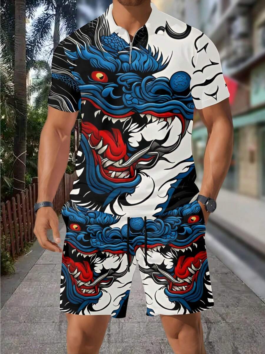 Men's 3D Dragon Print Zipper P - Streetwear Zipper recension och pris