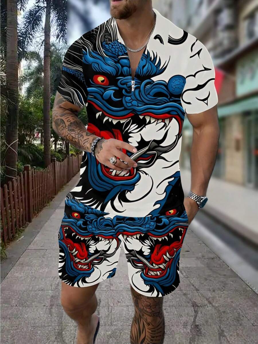 Men's 3D Dragon Print Zipper P - Streetwear Zipper recension och pris
