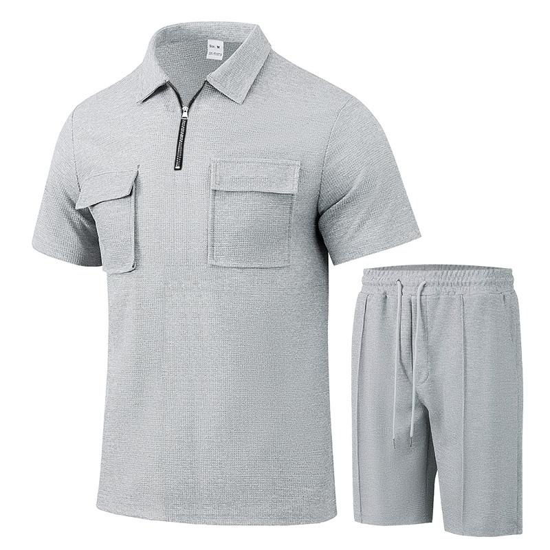 Summer Men Sports Polo Suit Sh - Streetwear Zipper recension och pris