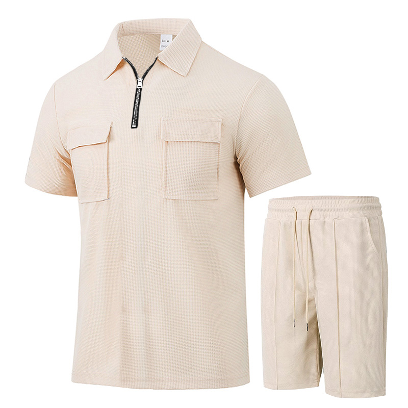 Summer Men Sports Polo Suit Sh - Streetwear Zipper recension och pris