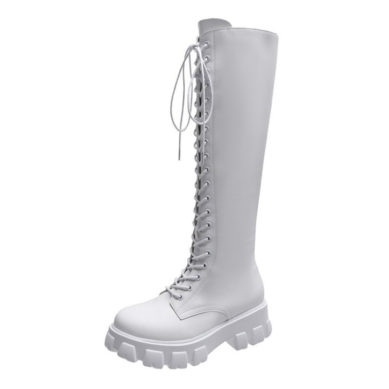 Women Knee High Boots Lace Up  - Streetwear Zipper recension och pris