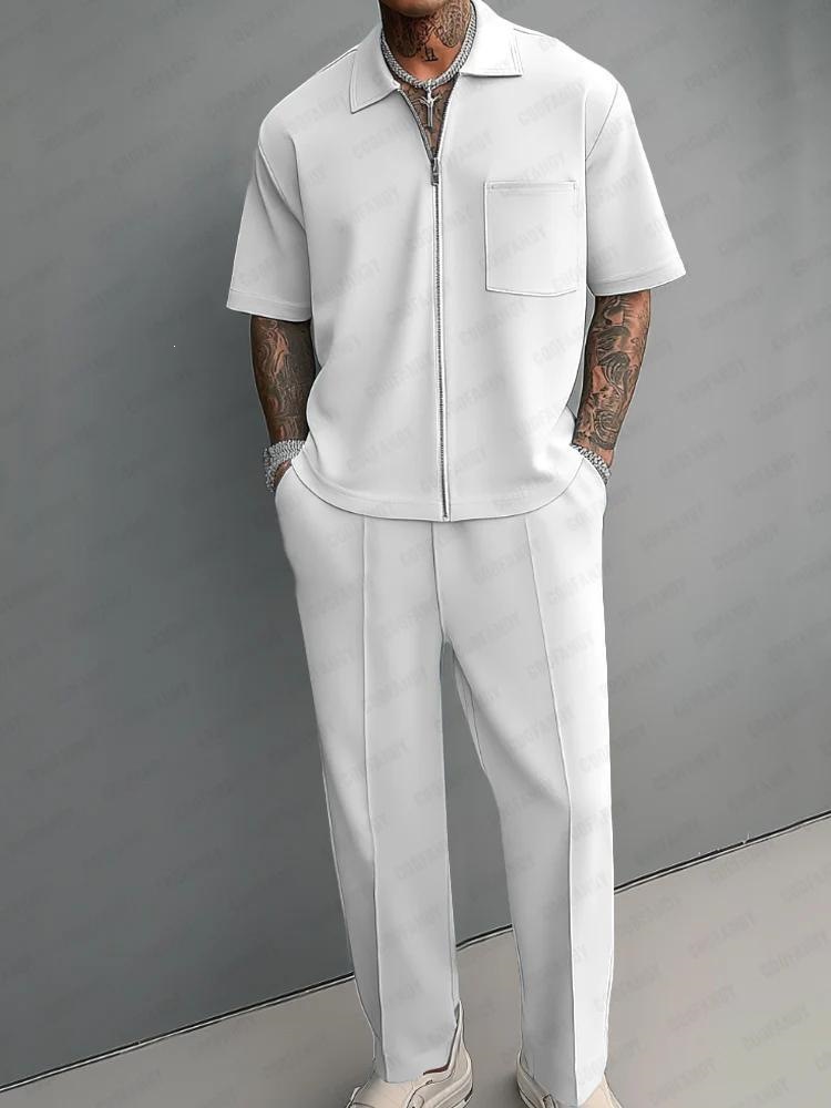 Men 2 Piece Outfits Half Zip P - Streetwear Zipper recension och pris